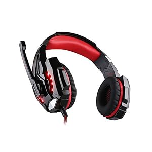 [2015 New Version] eTopxizu 3.5mm Game Gaming Headphone Headset Earphone Headband with Microphone LED Light for PS 4 Laptop Tablet All Mobile Phones with Noise Cancelling & Volume Control Red